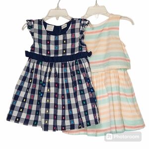 Navy Plaid Koala Kids Dress with Orange and Blue Striped Cherokee Dress …